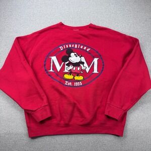 Vintage 90s Mickey Inc Disneyland Parks Sweatshirt M Unisex Fit Red Mouse USA